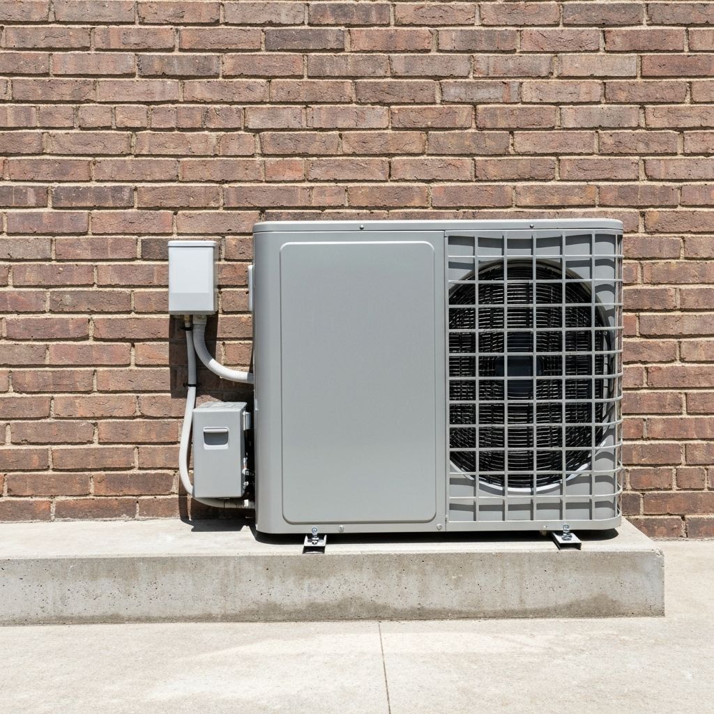 New modern AC unit after installation